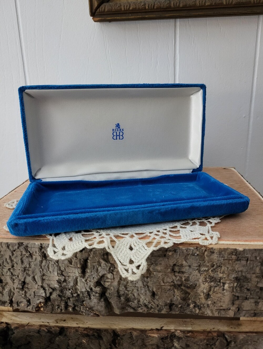 Vintage Blue Velvet Birks Jewelry Box